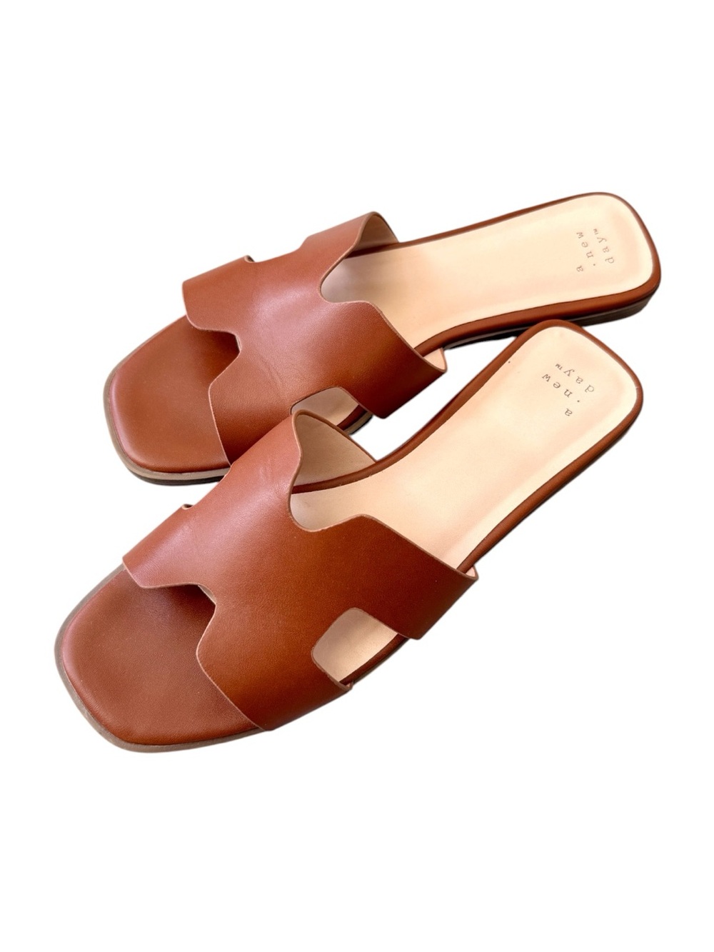 Brown Leather Slide Sandals Size 8.5